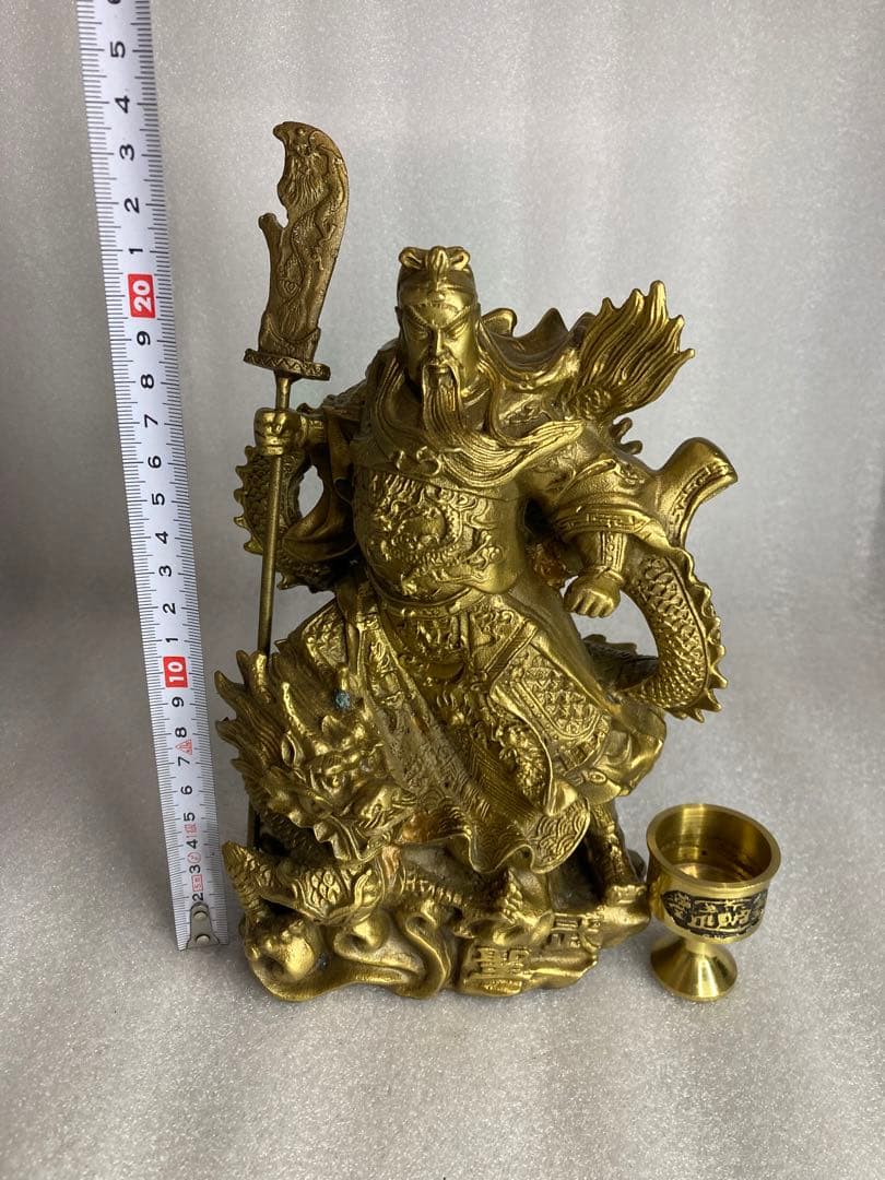 三国 関羽 雲長 武聖 龍 金属製 オブジェ 置物 セット