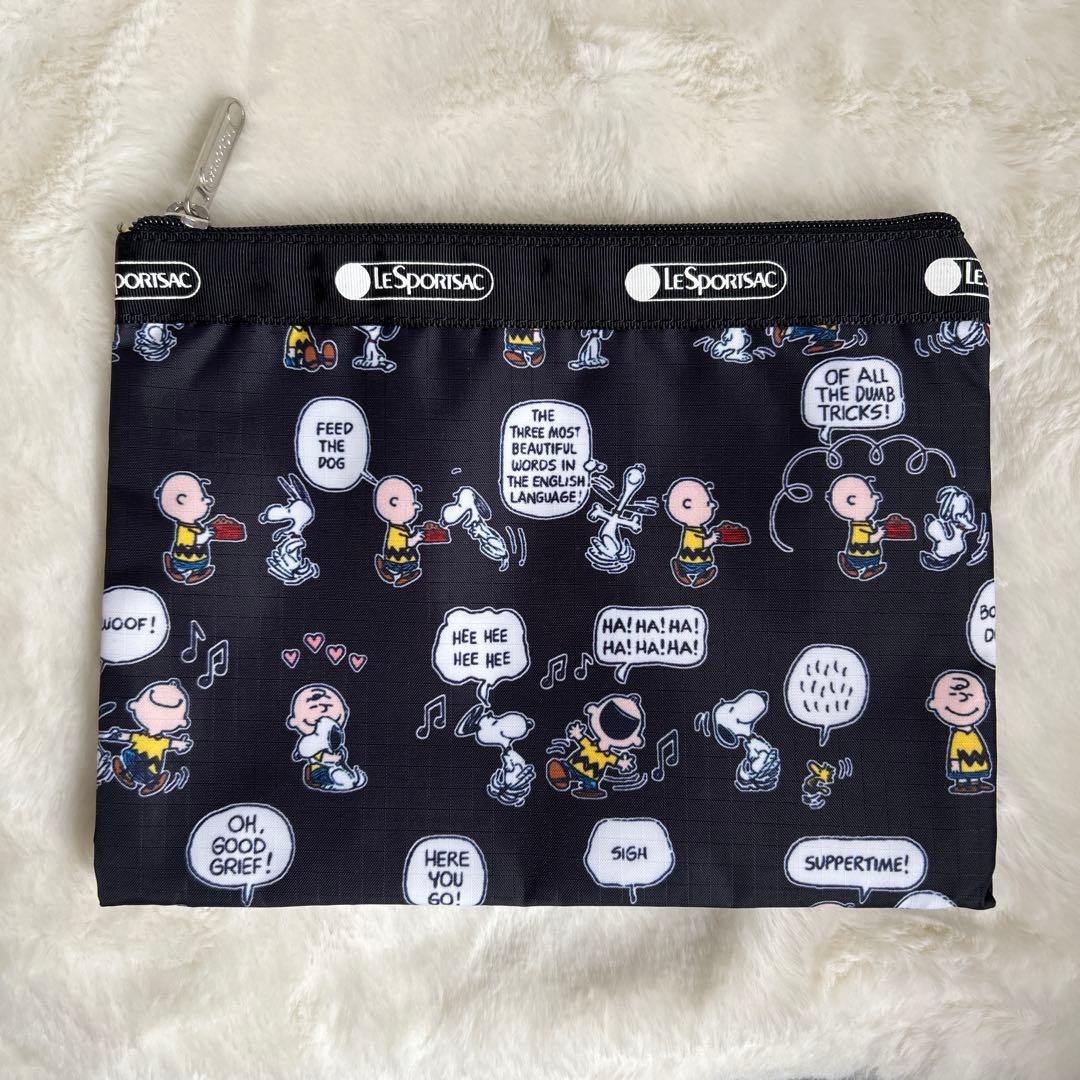 【ポーチ付き】 レスポートサック スヌーピー ショルダー ブラック 黒
