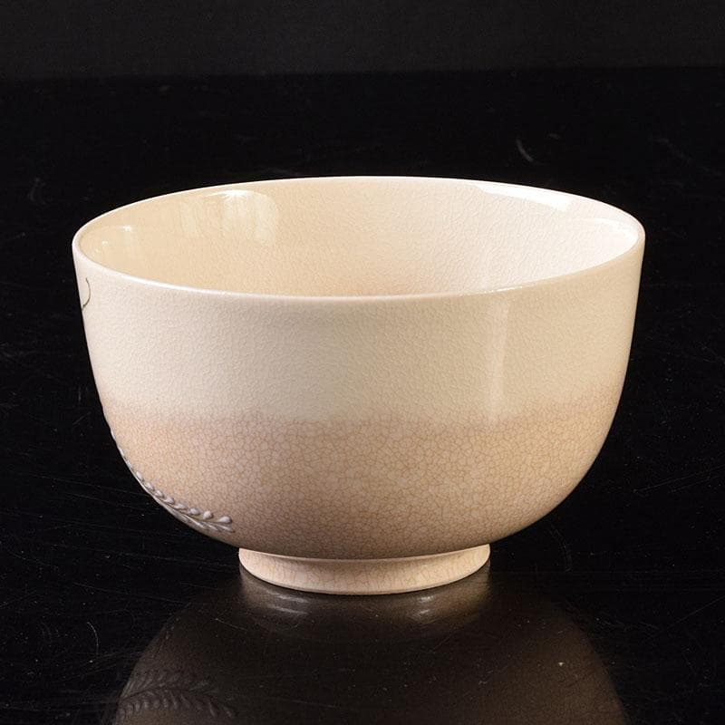 茶道具 京焼 伊東陶山造 色絵 藤模様 茶碗 共布共箱 V R8118