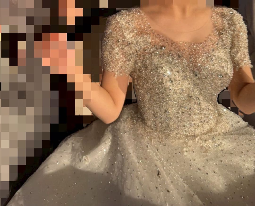 Aライン ビジュー ウェディングドレス/MINLADY BRIDE 美品☆