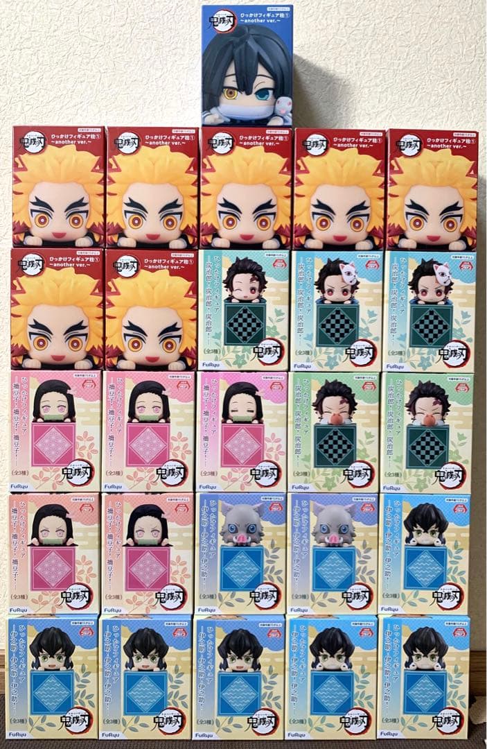 鬼滅の刃 ちょこっとひっかけフィギュアぷち 6点セット 中古