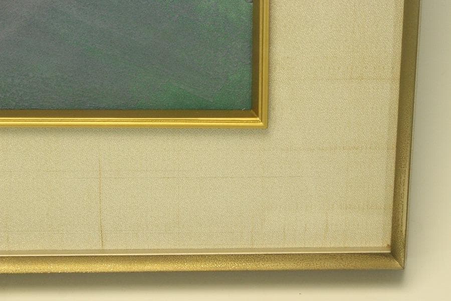 三輪晁勢作「富士」額装 共シール 金落款 金泥彩 保証 肉筆(ZE440)