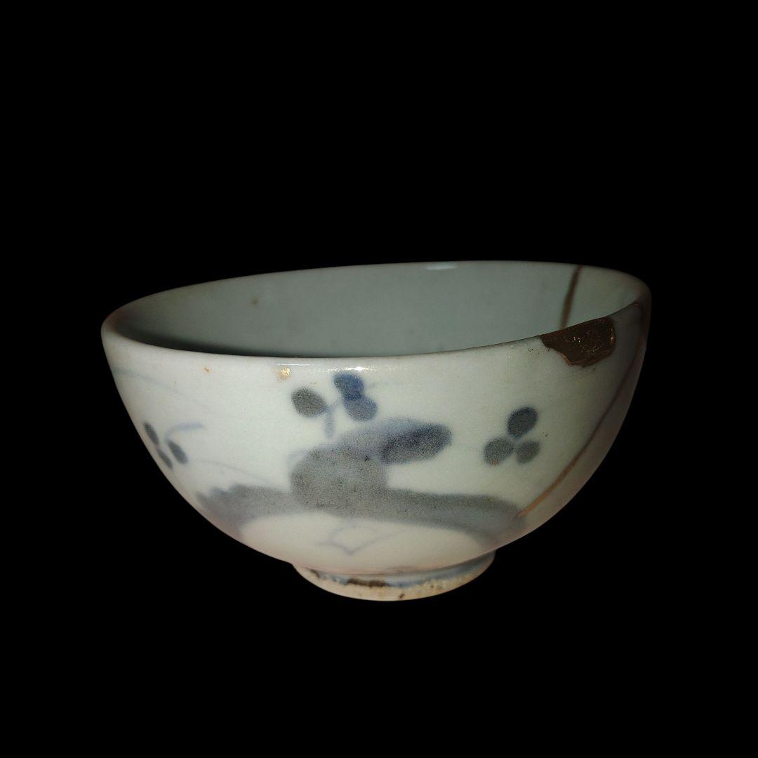 古伊万里　江戸時代　ナズナ文染付碗　くらわんか 古伊万里 江戸時代 ナズナ文染付碗 くらわんか