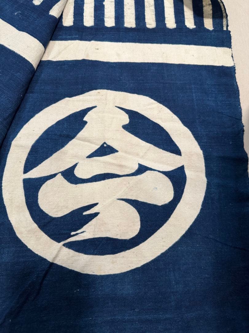 ①骨董レア品 日本 古布 藍染木綿 6m超 東北馬飾り コレクター