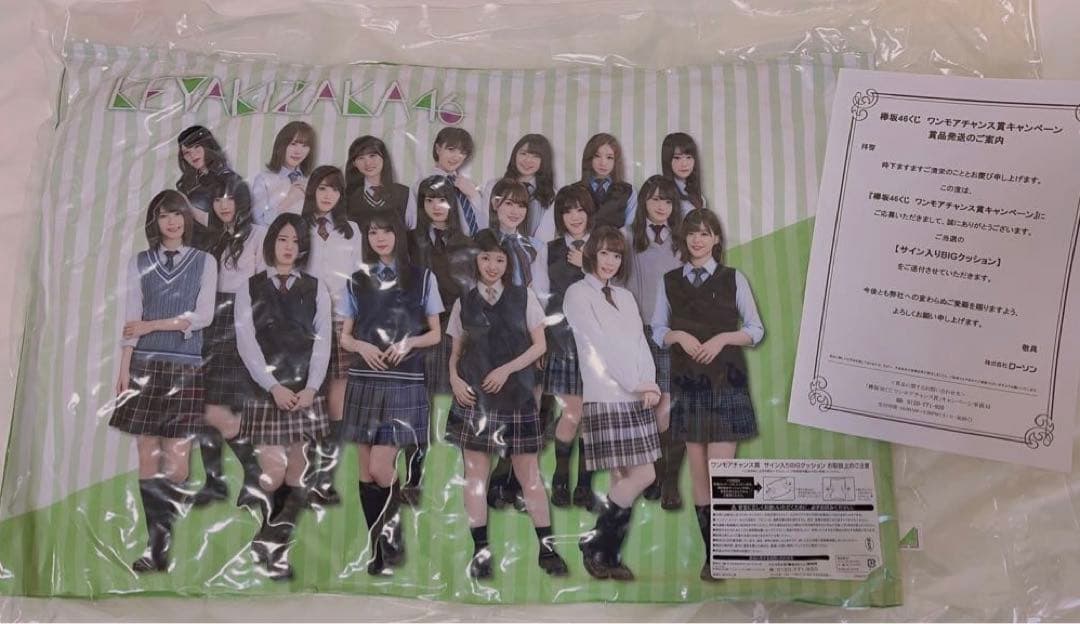 新品未使用】欅坂46 くじ ワンモアチャンス賞 サイン入り クッション