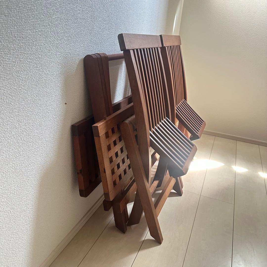 Used☆ビンテージテーブルセット☆ウッドオシャレテーブル3点セット