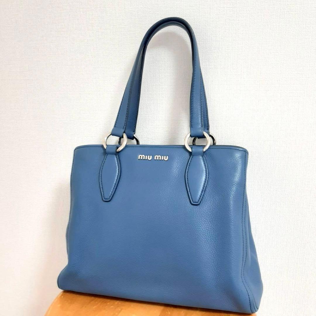 美品】miumiu ミュウミュウ 2WAY バッグ ショルダー ブランド 青