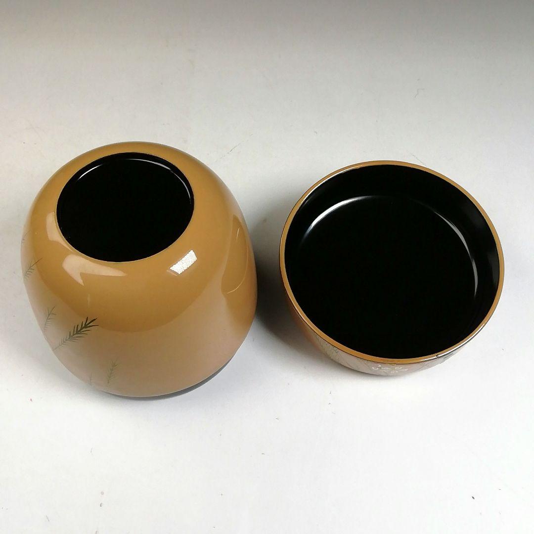 T998 棗 『白塗』『しだれ桜蒔絵』『中棗』『大下宗香 作』 共箱