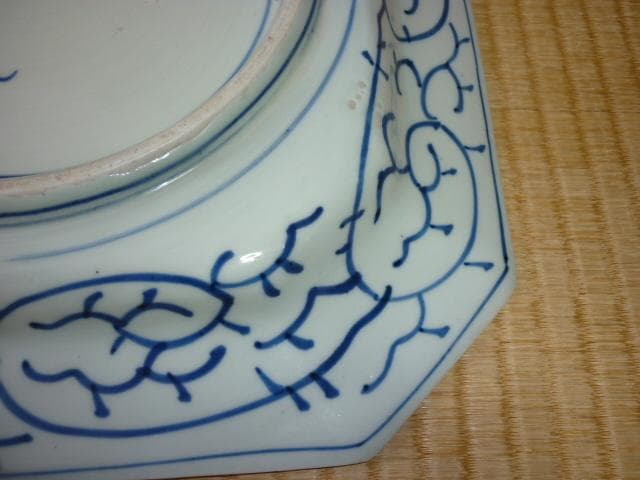 ◇美品 江戸後期！古伊万里 落款『三元』牡丹/雷文/花模様/唐草 八角染