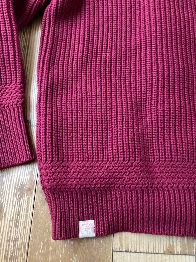 BONCOURA ボンクラ 長袖ショールニット ガウンニット ワイン色 36