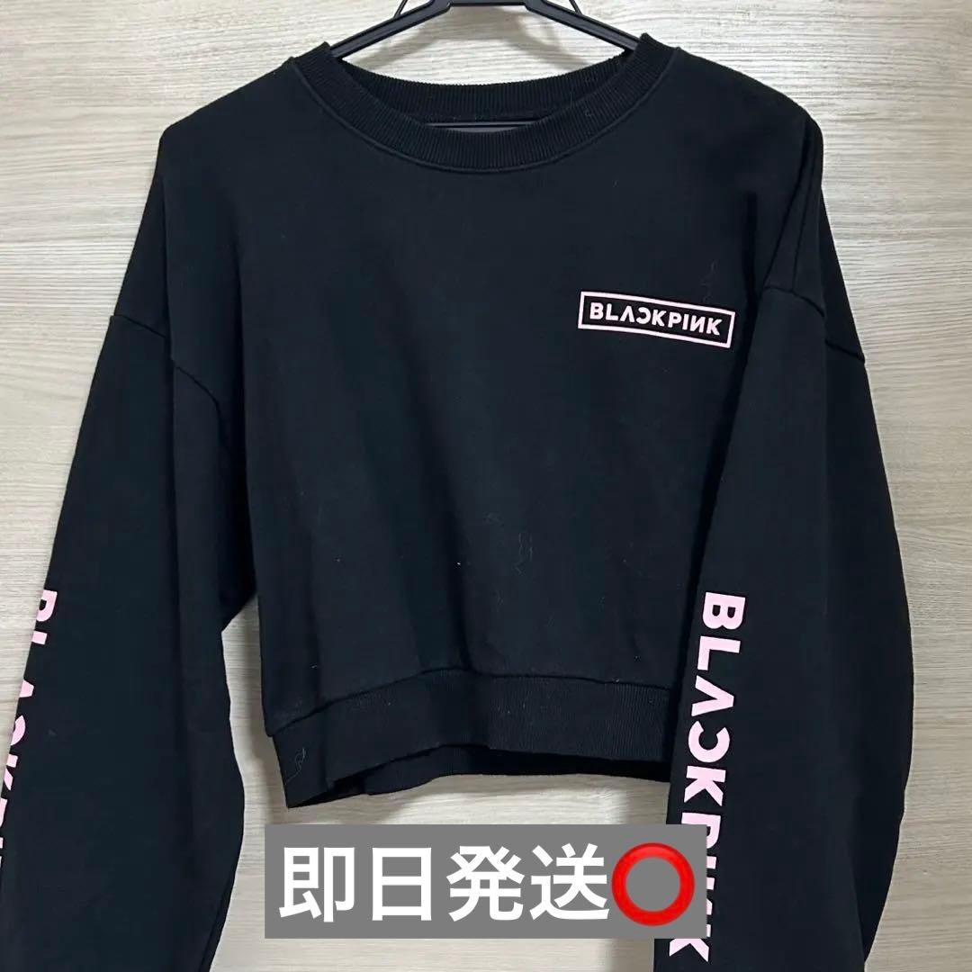 blackpink ショート丈スウェット ブラック M 服 アパレル グッズ