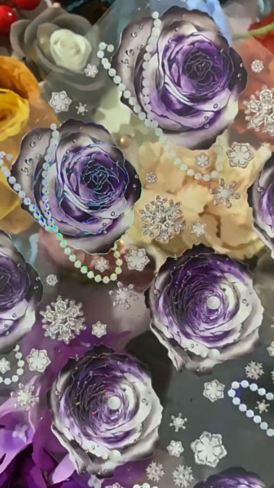 巻売 494☆ 海外 マスキングテープ マステ PET 装飾 花 銀ホロ