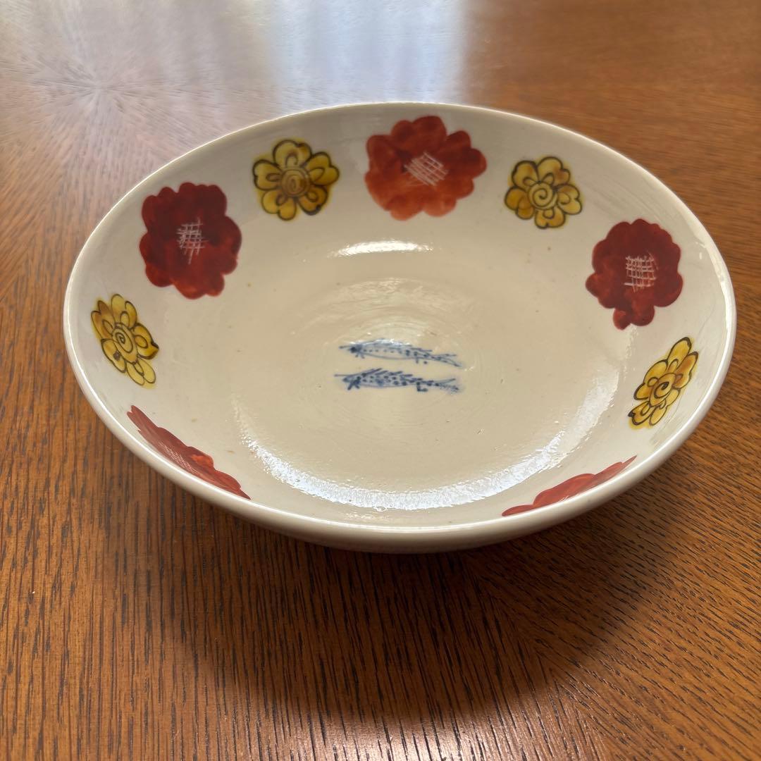 正木春蔵 色絵染付花双魚文 中鉢 2個セット