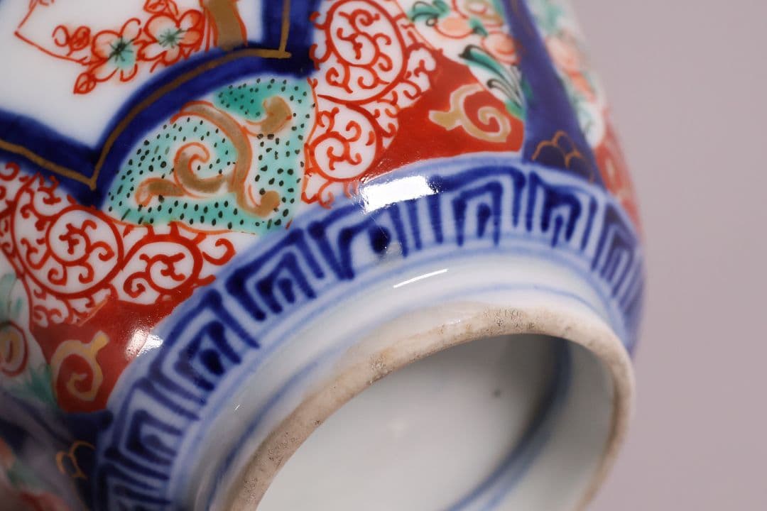 【CM125】古伊万里 扇面 色絵向付 五客 猪口 小鉢 扇面 草花 唐草 錦