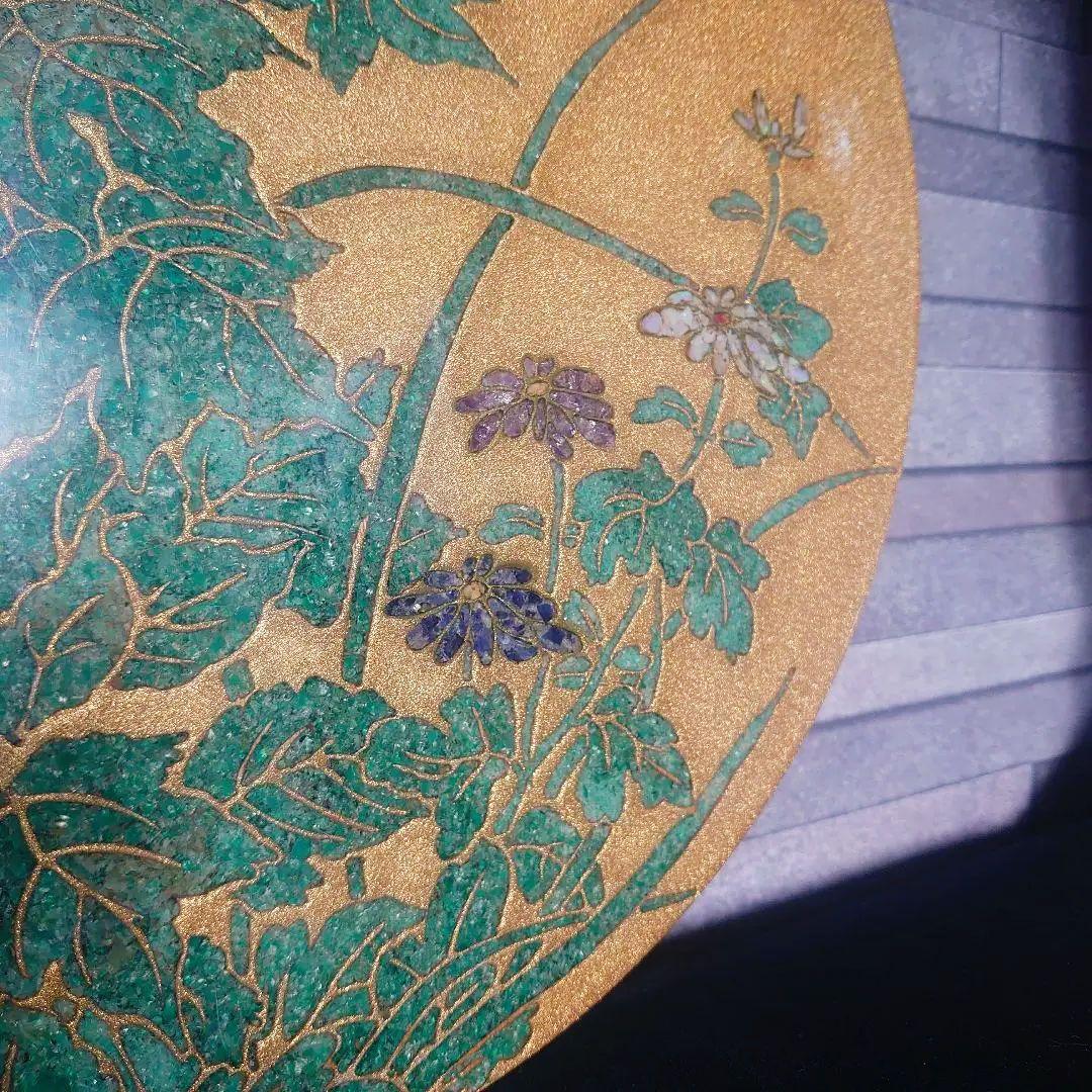 最高級品】 宝石象嵌工芸品 清光光雲 光泉 日本画 国際グランプリ賞 丸