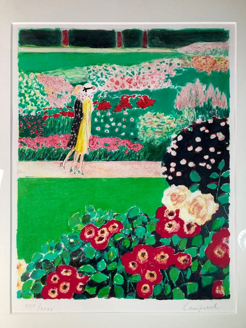 【真作保証】カシニョール「夏の散歩」リトグラフ 直筆サイン 版画 絵画