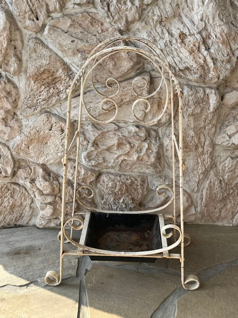 ☆値下げ☆フランスアンティーク アイアン製ホワイトペイントの傘立て