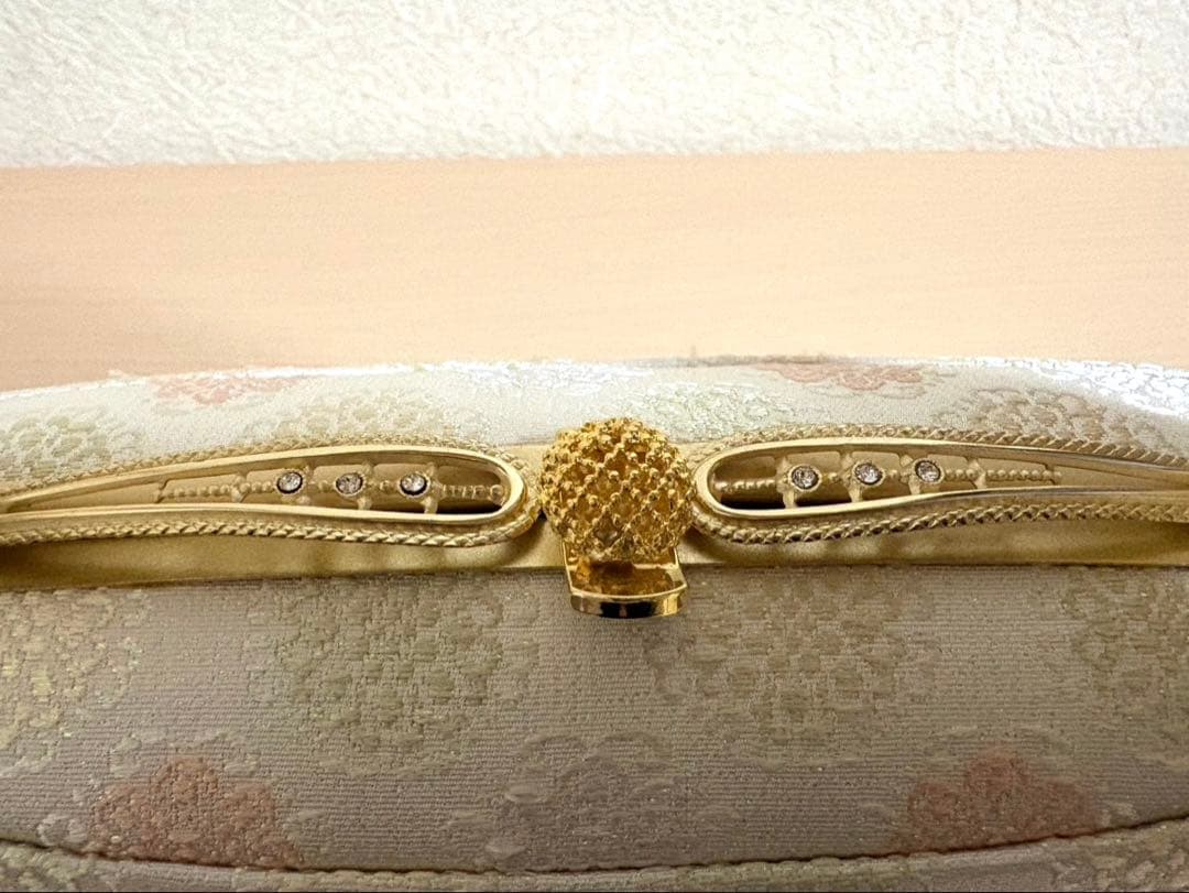 新品未使用品　銘織つづれ錦　和装バッグ＆草履セット　白×ゴールド　LLサイズ