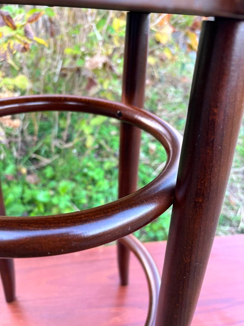 秋田木工　曲木カウンターチェア　ダークブラウン 木製スツールアーチ型背もたれ②