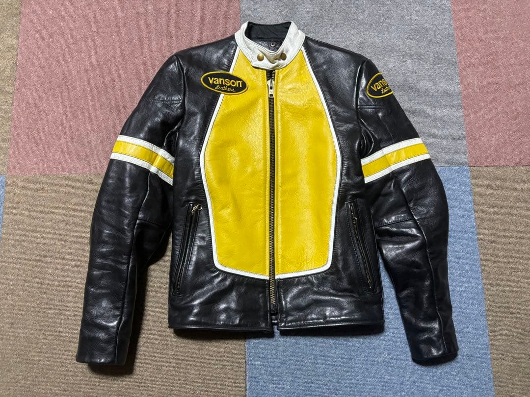 VANSON RJV シングルライダースジャケット 34 レーシング レザー