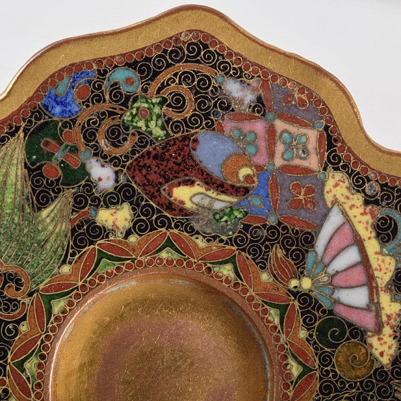 中国古七宝琺瑯彩神獣文煎茶碗茶托DR9211