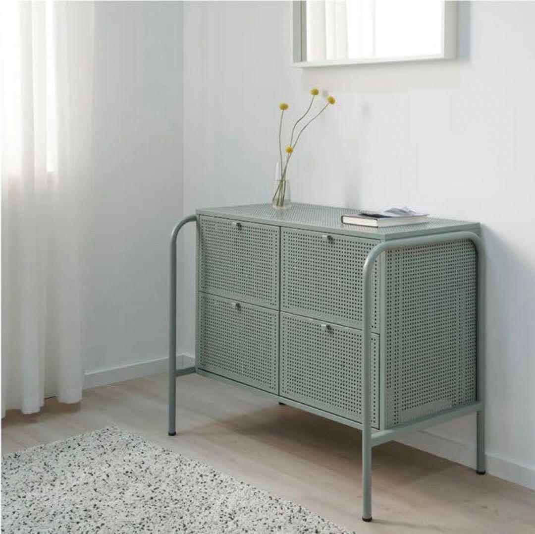 極美品】IKEANIKKEBY 収納チェストグレーグリーン