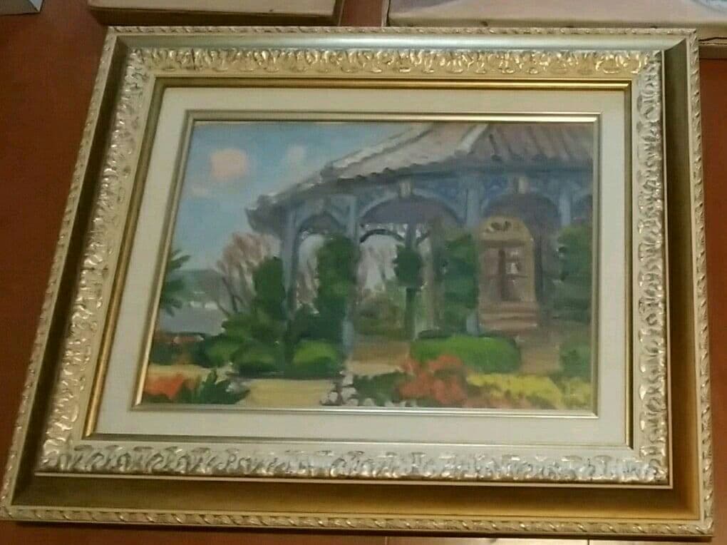 藤江幾太郎油絵(大浦天主堂、グラバー園)と画集、手拭い