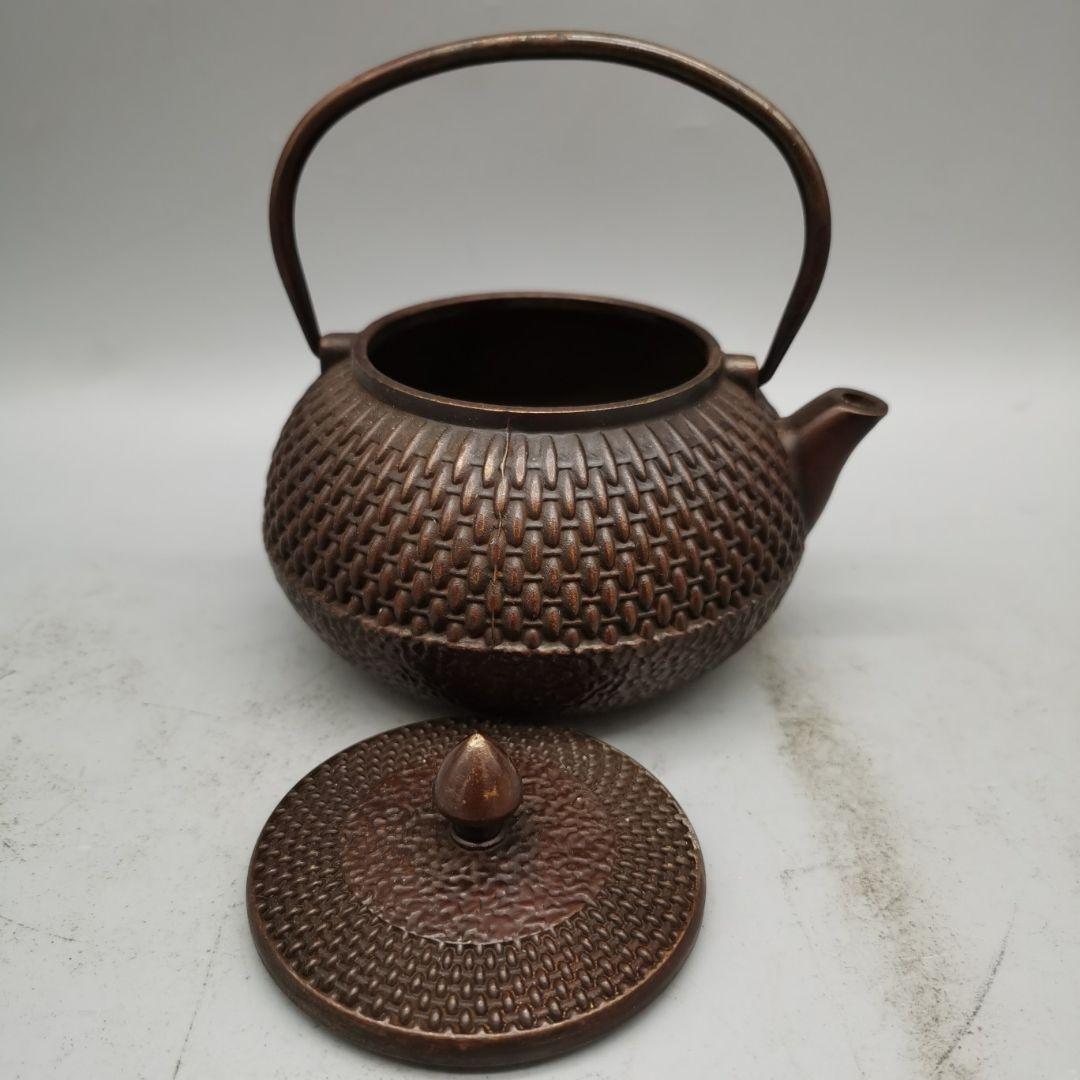 銅製 禅意茶壺 提梁壺 煎茶器 茶道具 工芸品 置物