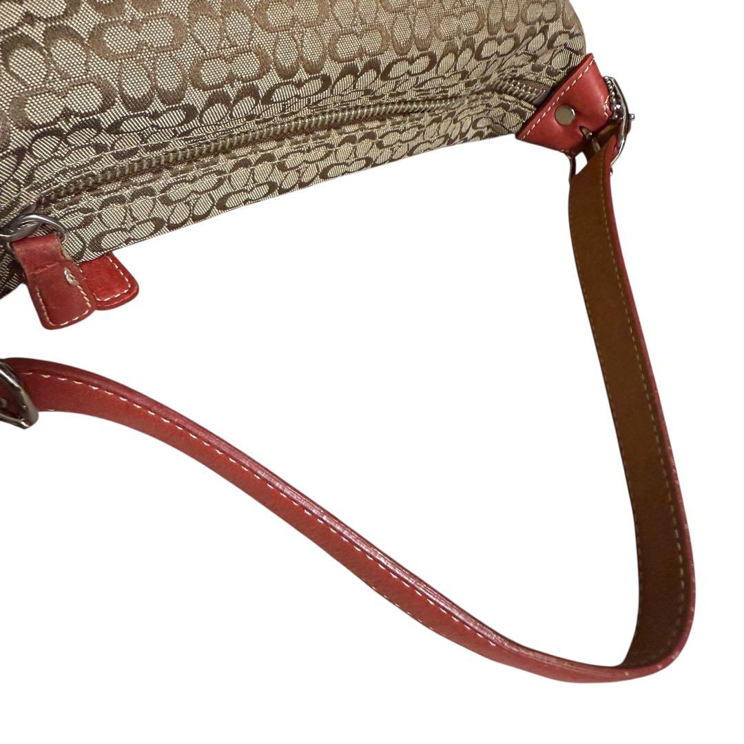 極美品✨コーチ　アクセサリーポーチ　シグネチャー　キャンバス　ブラウン　6332