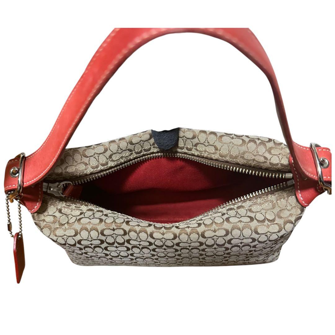 極美品✨コーチ　アクセサリーポーチ　シグネチャー　キャンバス　ブラウン　6332