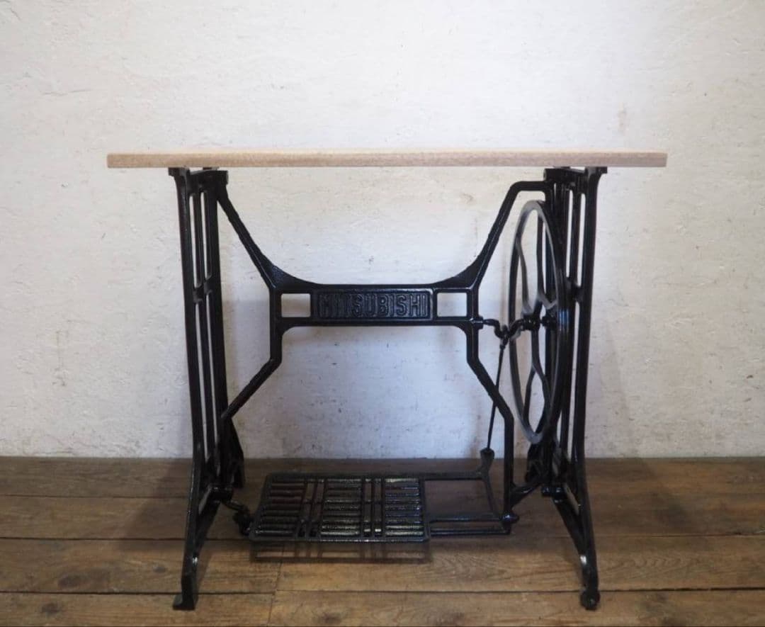 1162 黒ペンキのミシンテーブル デスク 古家具 レトロ リメイク ビンテージ