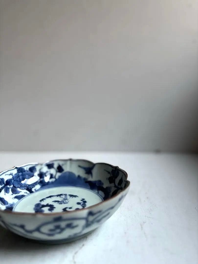 784 骨董 アンティーク 古伊万里 芙蓉手輪花なます皿 成化年製 上物