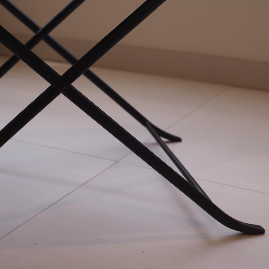 レザー折りたたみアイアンスツール 本革 山羊革