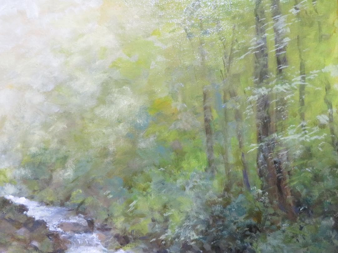 ◆  初夏の渓谷（仮題）　「H.Shimohira」　油彩　F10号   ◆