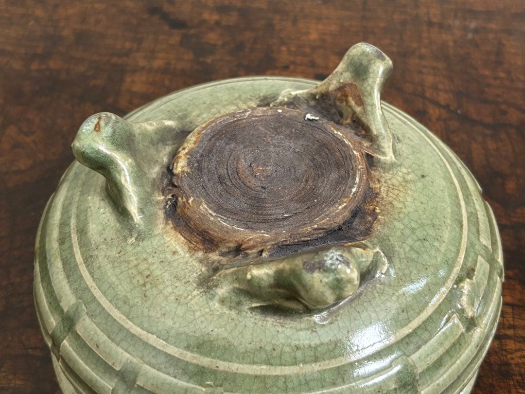 完品! 明時代 龍泉窯青磁香炉 七官青磁 (検)唐物 中国古玩