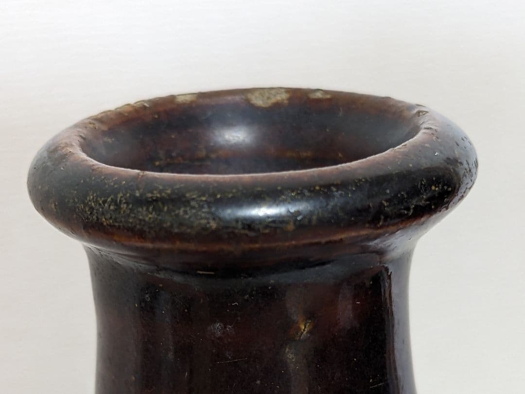 ♢江戸時代 尾呂窯 鉄釉 徳利 瓶 酒器 18世紀初頭 花器