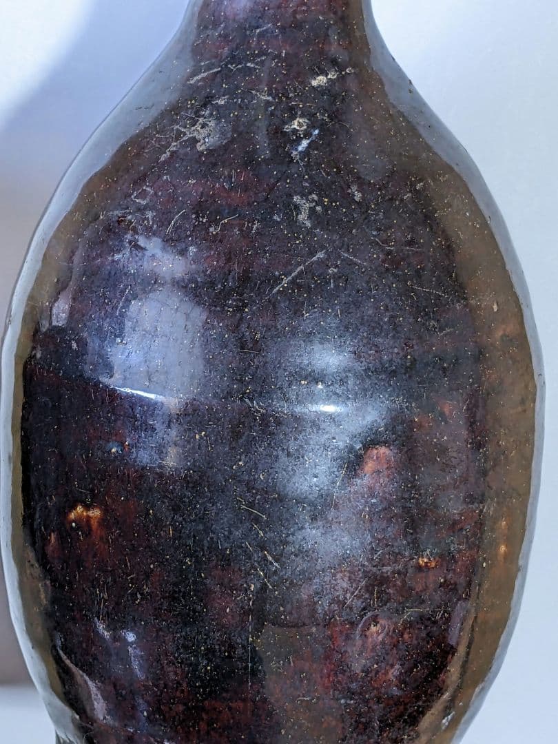 ♢江戸時代 尾呂窯 鉄釉 徳利 瓶 酒器 18世紀初頭 花器