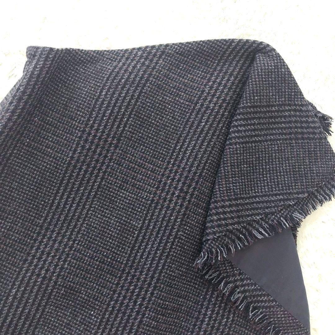 Sacai サカイ ウール　アシンメトリースカート グレンチェック　３