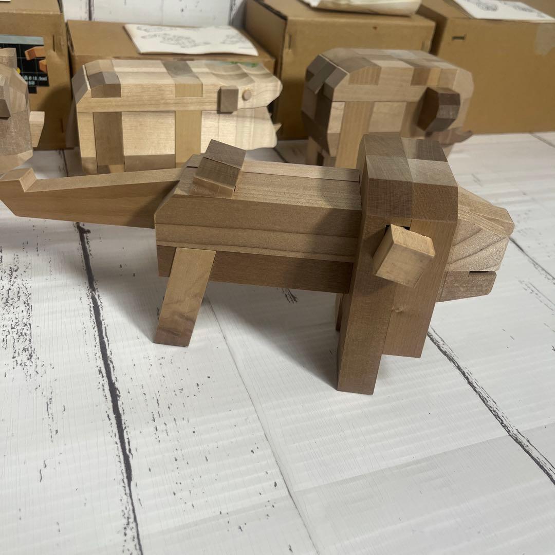 山中組木 yamanaka kumiki 動物セット ブタ カバ ゾウ ライオン