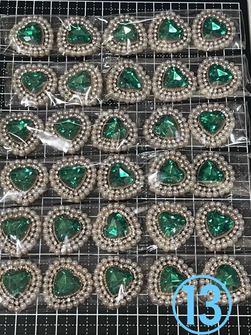 パール ビジュー ハート センター パーツ 藍色 18個