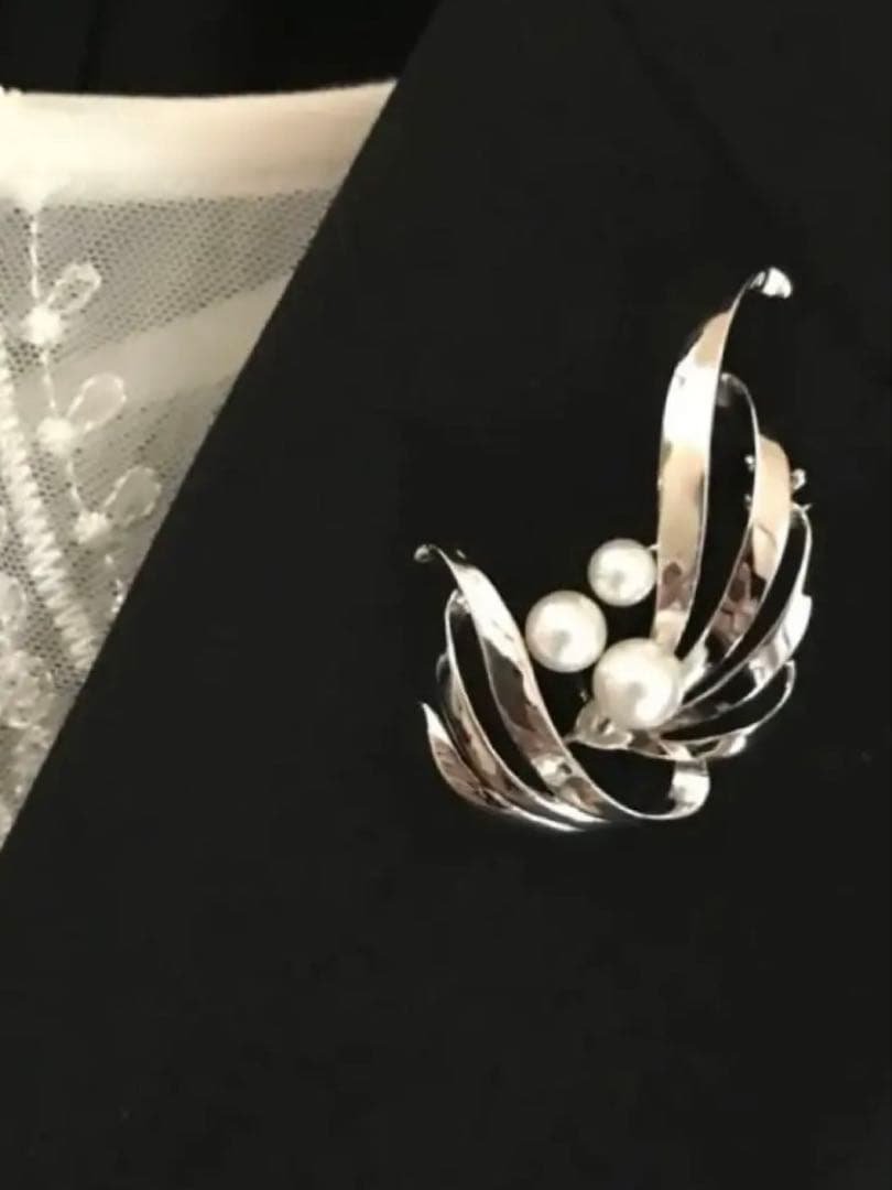 urako】田崎真珠 タサキ ブローチ チューリップ パール真珠シルバー