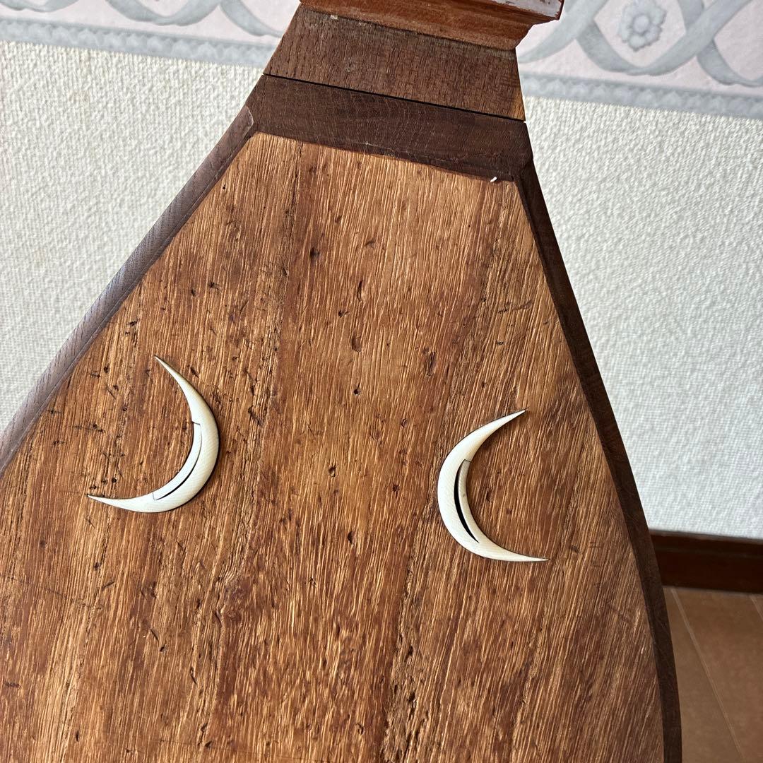 古い琵琶　古道具　和楽器　五弦