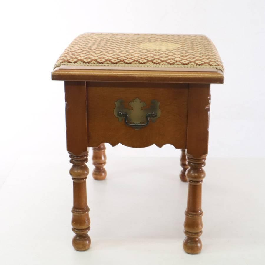 値下げ横浜ダニエル 収納付きスツール 樺材 ドレッサー椅子 英国アンティーク調