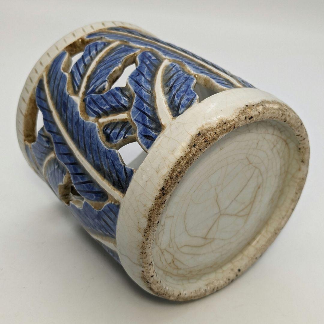 李朝 白磁染付筆筒 高麗白磁 李氏朝鮮 文房具 書道具 ペン立て