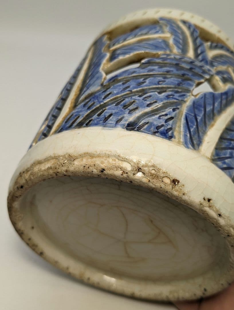 李朝 白磁染付筆筒 高麗白磁 李氏朝鮮 文房具 書道具 ペン立て