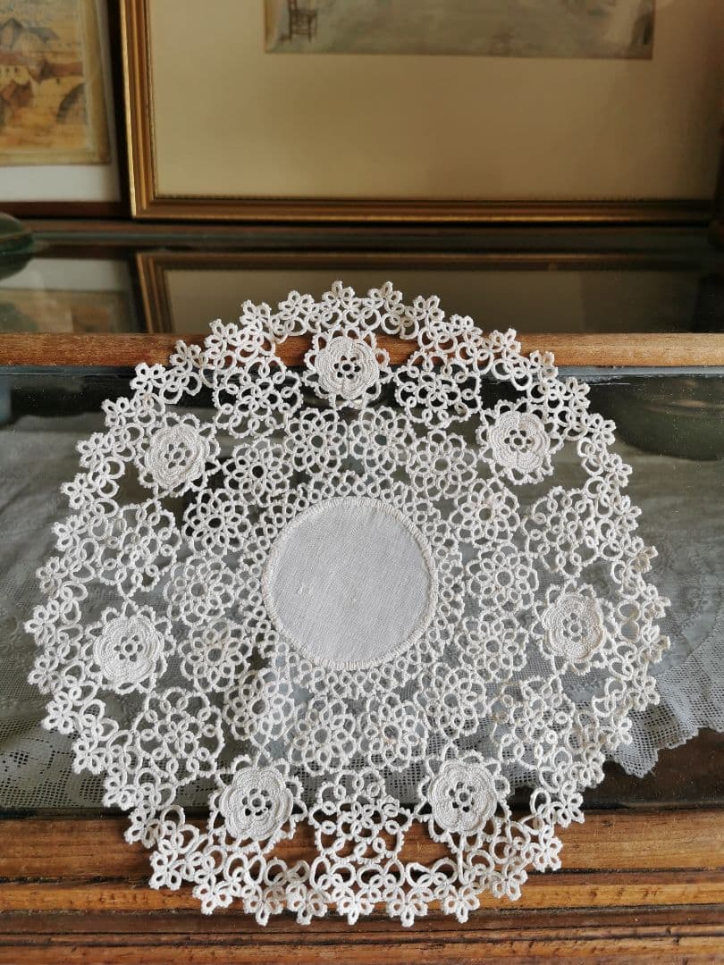 アンティーク アイリッシュクロシェレース 多層パンジー向日葵三つ葉