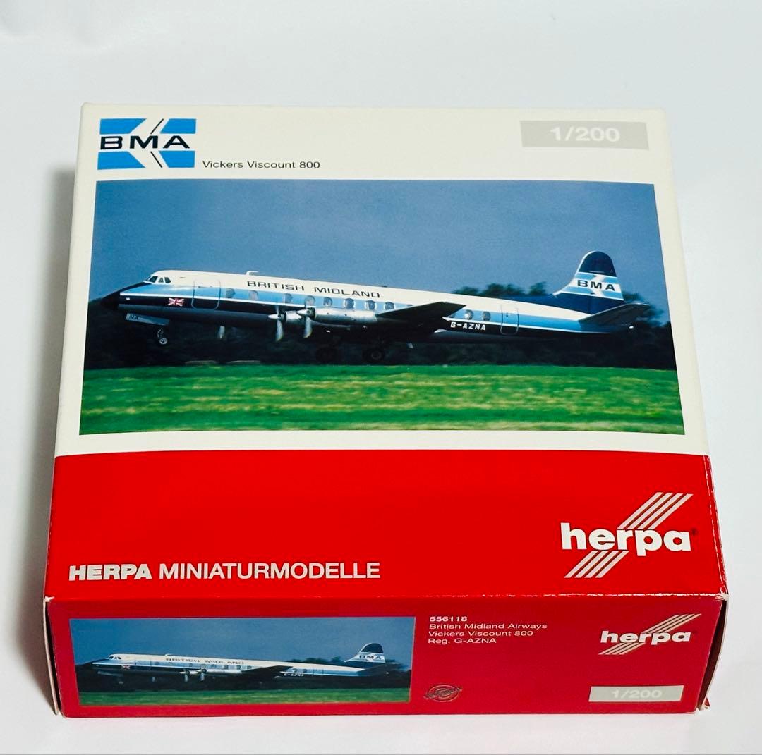 航空機・ヘリコプター Herpa 1/200 Vickers Viscount 800 1:200 Herpa BRITISH WORLD Vickers Viscount 800 Passenger Airplane