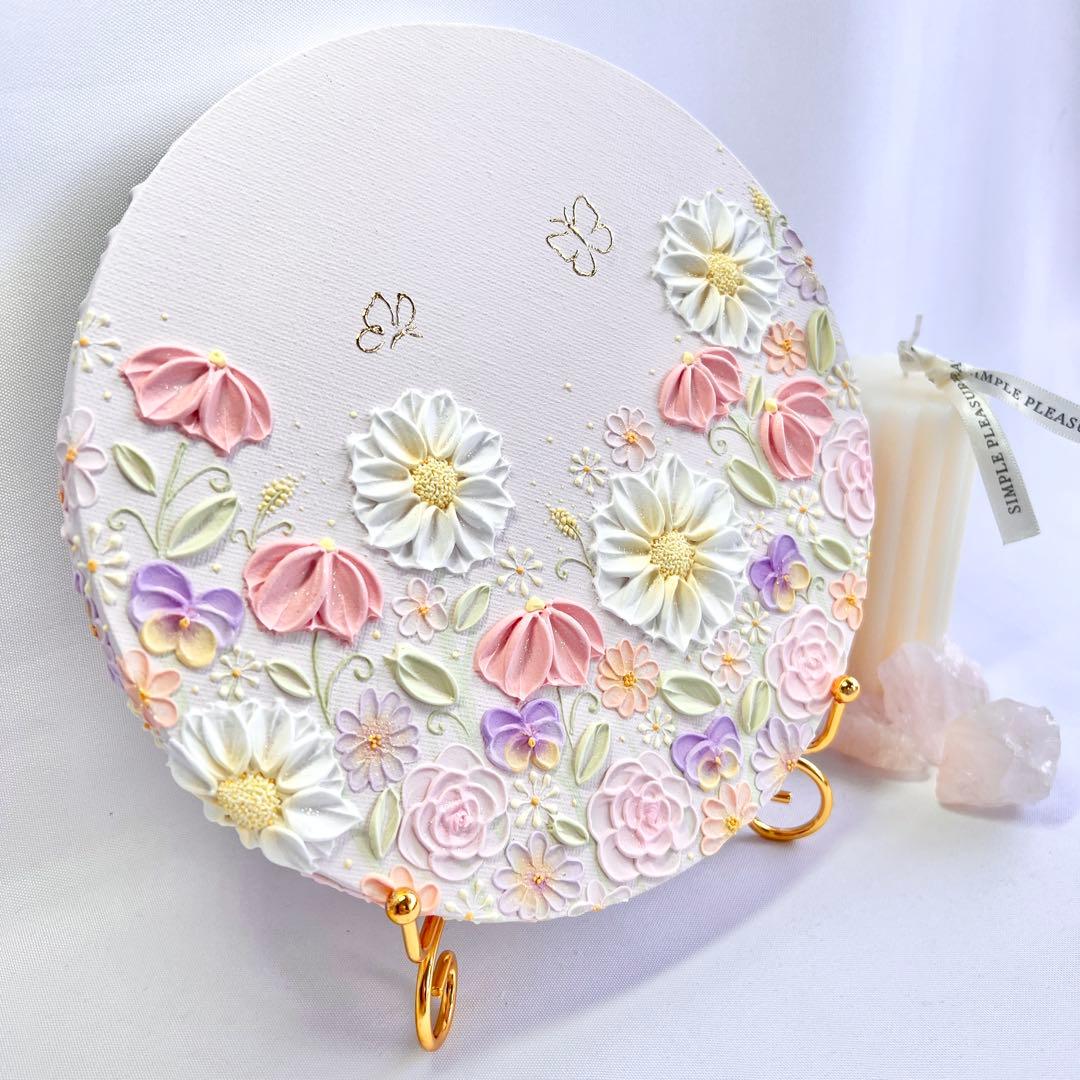 melia テクスチャーアート 絵画 インテリアアート 花 立体 絵 北欧