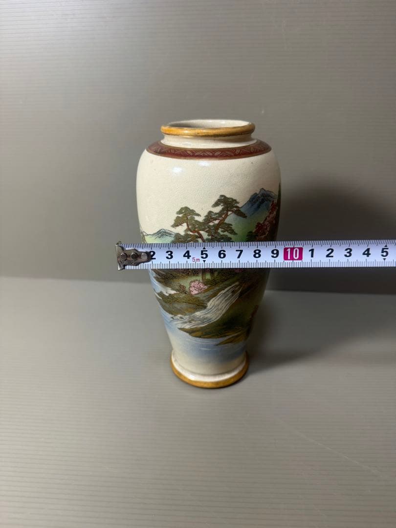 2119 九谷焼 旭山窯 山水図 花瓶