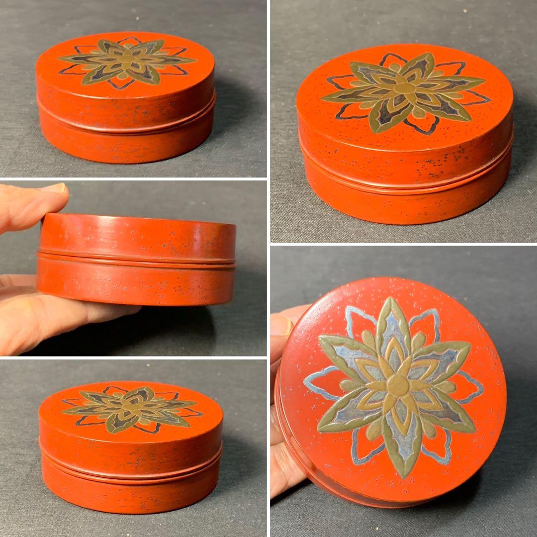 E127 送料無料 香合 在銘 時代蒔絵 共箱 茶道具 茶室 茶道 漆器 香道具